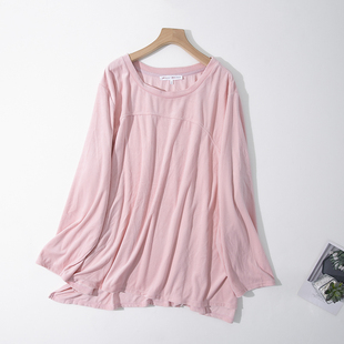 H31-4秋季新品大码女装平绒滑面宽松圆领长袖家居外穿休闲T恤上衣