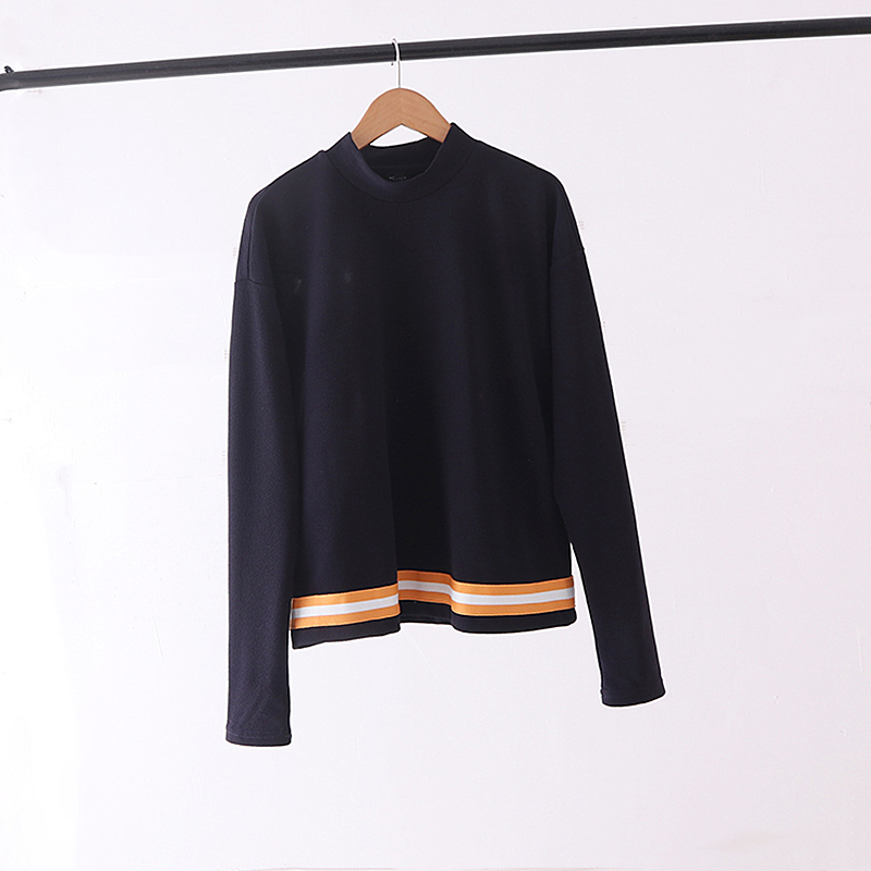 条纹弹力打底长袖T恤衫