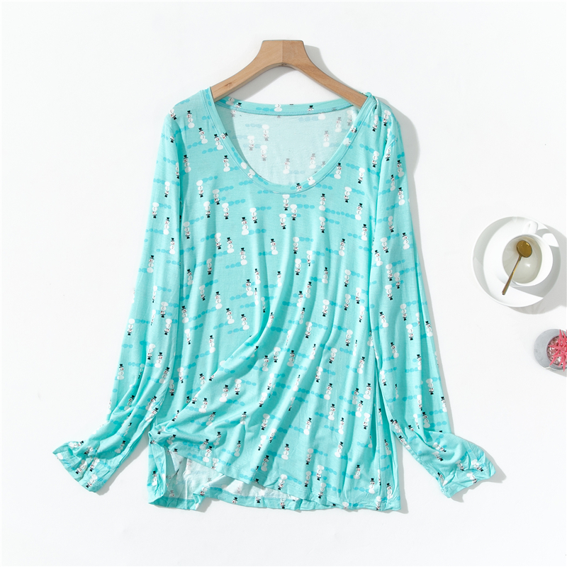 长袖清新薄款花色人棉弹力