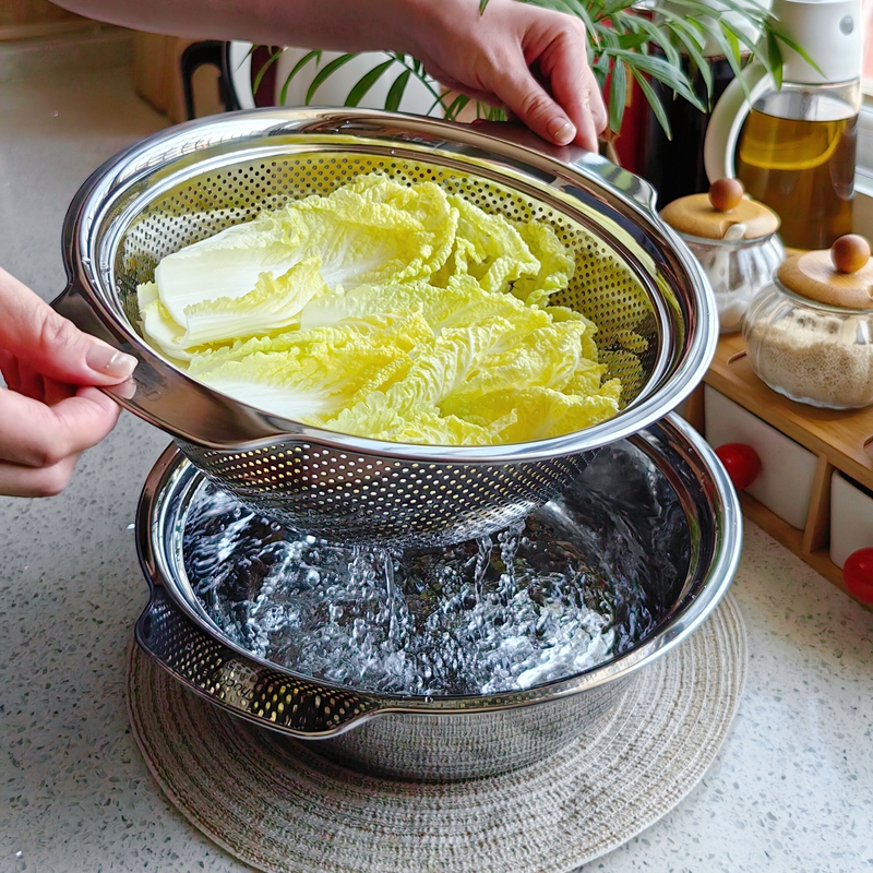 304不锈钢沥水篮细腻抛光