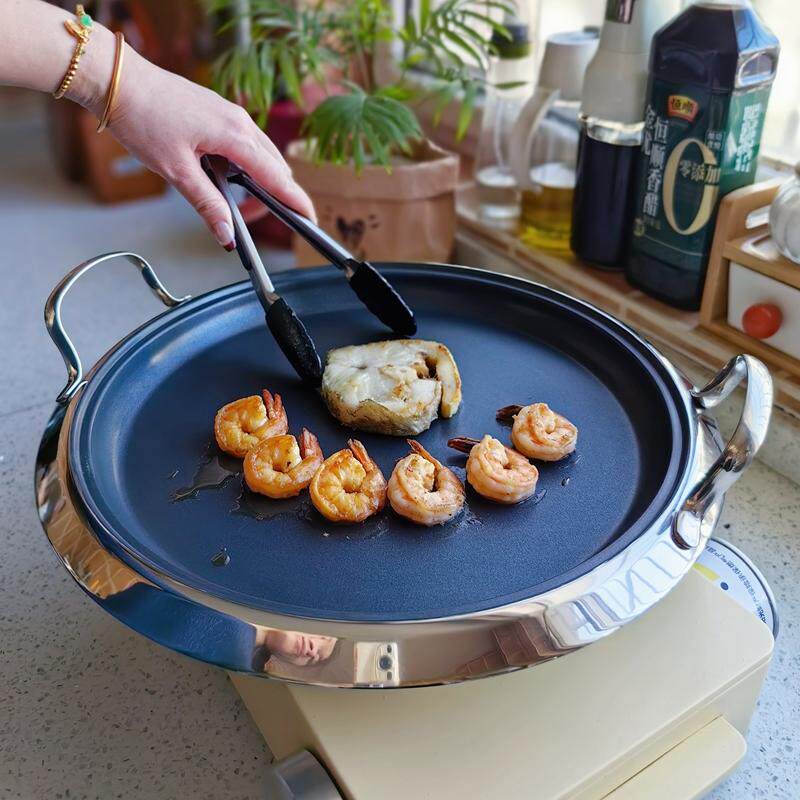 出口英国18/10不锈钢煎锅平底锅不粘锅煎锅煎鱼披萨煎盘30CM