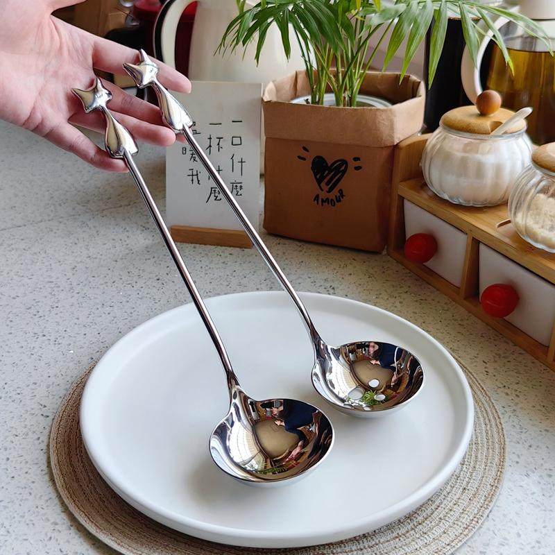 出口日本 家用汤勺漏勺食品级304不锈钢火锅专用汤匙大号盛汤勺子