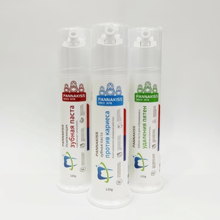 俄罗斯压泵牙膏普娜之吻成人植物无氟牙膏美白去渍防蛀清爽120克