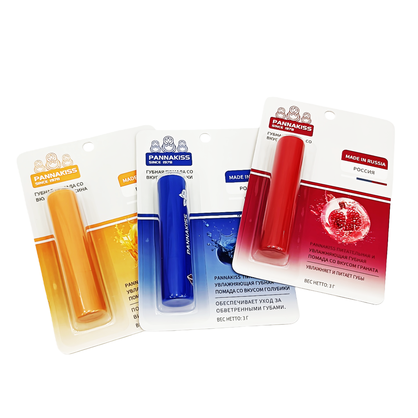 俄罗斯普娜之吻润唇膏3种香型