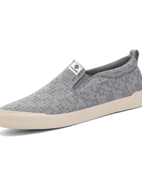 26167闪步男士新款百搭透气春夏秋季休闲一脚蹬懒人学生帆布潮鞋