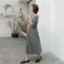 Bà bầu váy dài mùa thu 2019 mới mẹ thời trang áo sơ mi mùa thu tay dài Hàn Quốc đầm cotton lỏng - Áo thai sản áo ngực bầu