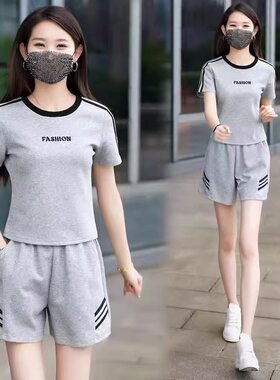 夏装新款大码洋气休闲运动套装女