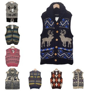 古着vintage孤品羊毛复古文艺学院风波普菱形毛衣马甲A73