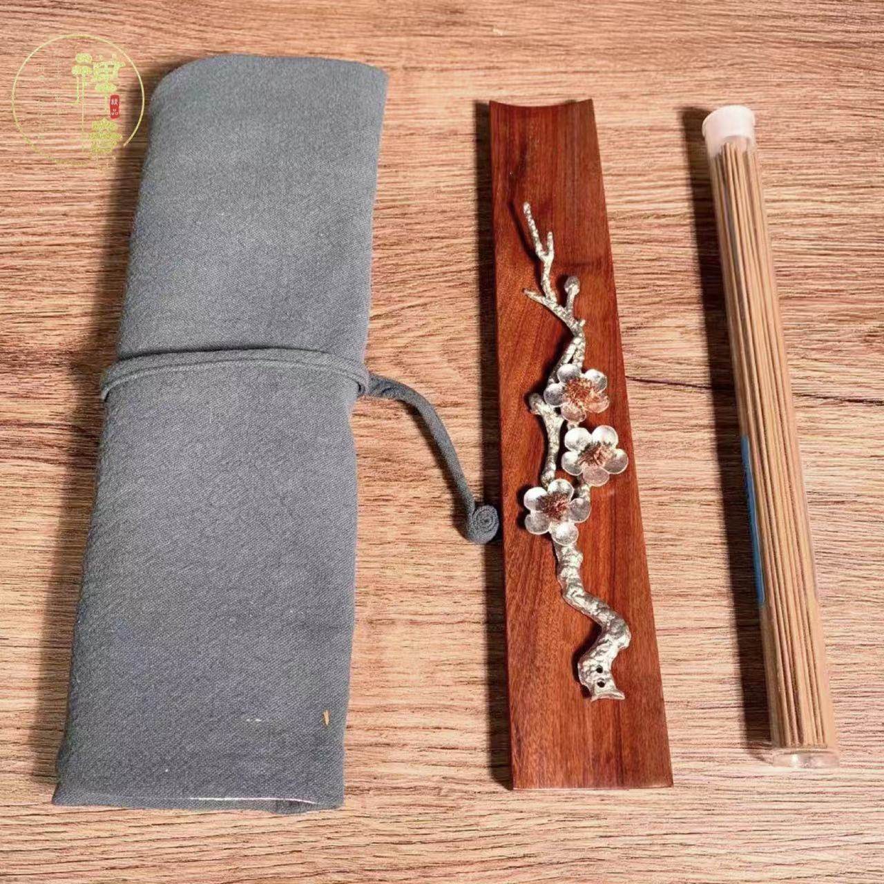 禅意紫光檀木香炉梅花款创意香插木质卧香盒檀木香筒香道用品布袋,家居饰品,香薰炉,淘宝优惠券,粉丝福利购,淘宝优惠卷
