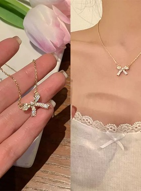 新款蝴蝶结项链女轻奢小众设计颈链风气质高级感锁骨链颈链项链