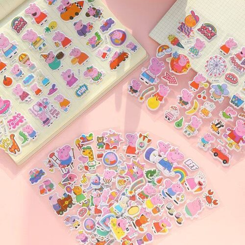 小猪儿童卡通贴纸手账贴画男女孩视觉3d立体泡泡贴幼儿园奖励贴纸