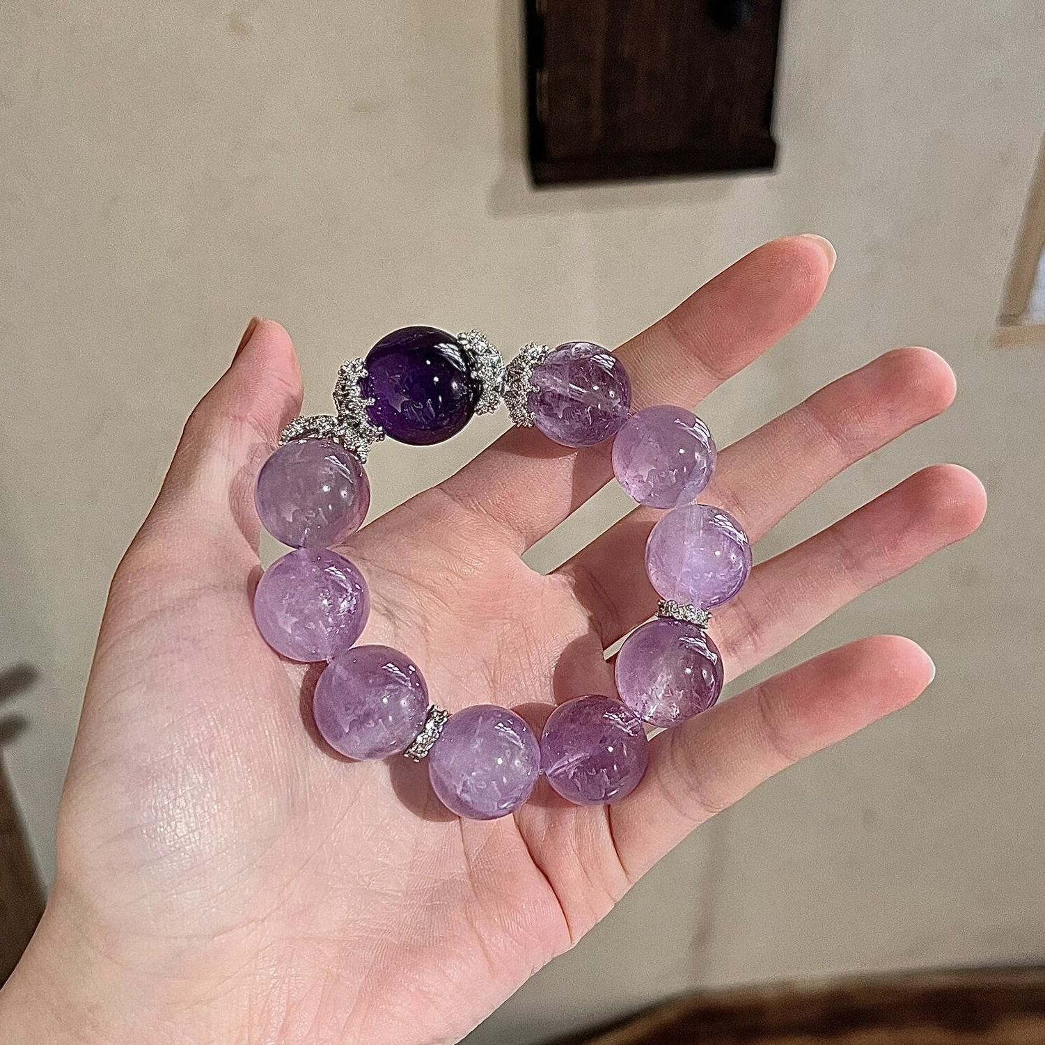 天然乌拉圭薰衣草手链女款九紫离火紫水晶手串送女友闺蜜生日礼物