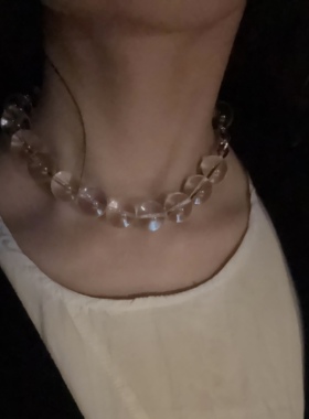 天然巴西双A纯净体白水晶泡泡锁骨链项链大颗粒小众气质女款转运