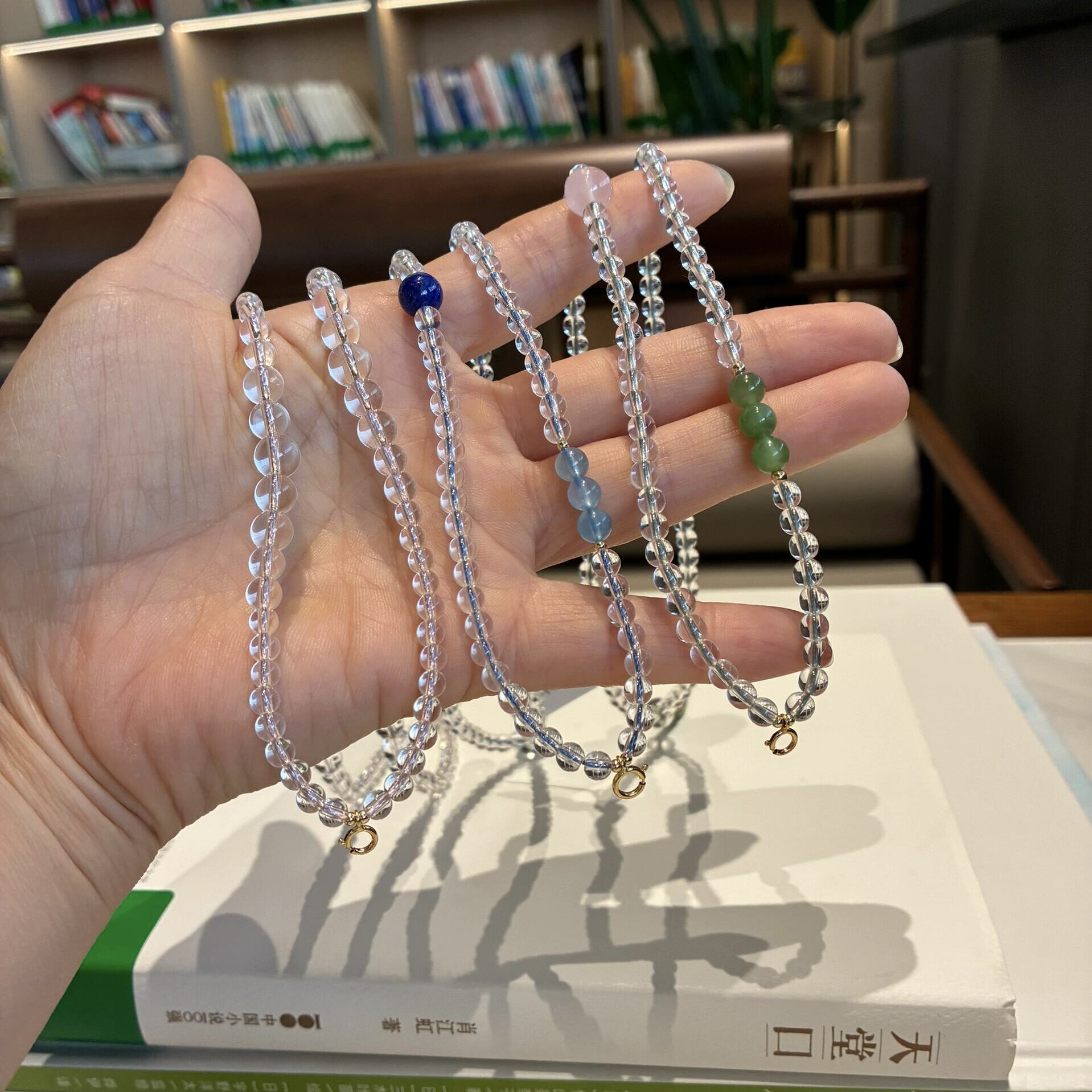 天然白水晶万能扣头万能链独家设计吊坠绳原创海蓝宝碧玉青金石图片