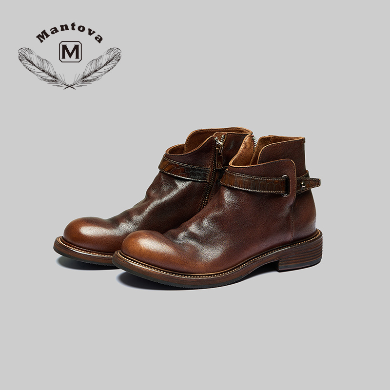 Mantova马皮手工平跟马丁靴