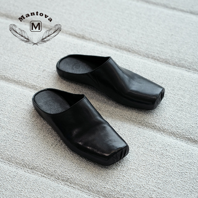 Mantova拖鞋女2025新款慵懒拖鞋外穿高能感包头马皮复古做旧凉鞋