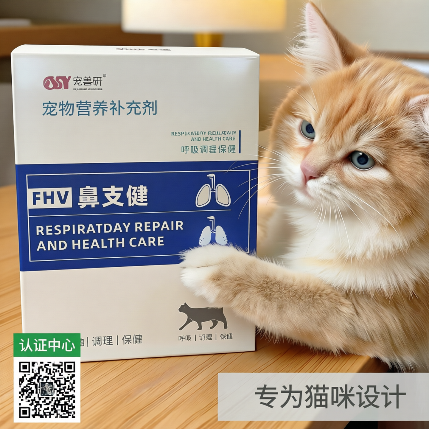 宠兽研鼻支健猫咪专用呼吸调理保健营养补充剂流鼻涕喷嚏结膜气管