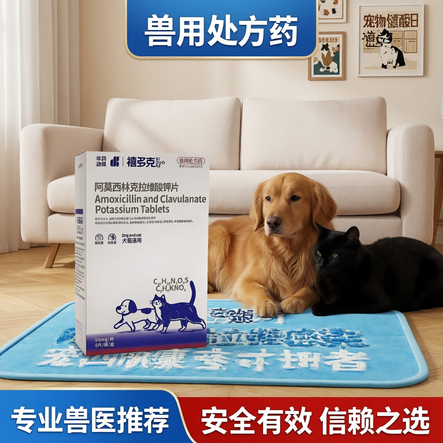 华药动保禧多克阿莫西林克拉维酸钾8片宠物猫狗皮肤牙龈尿道肠道