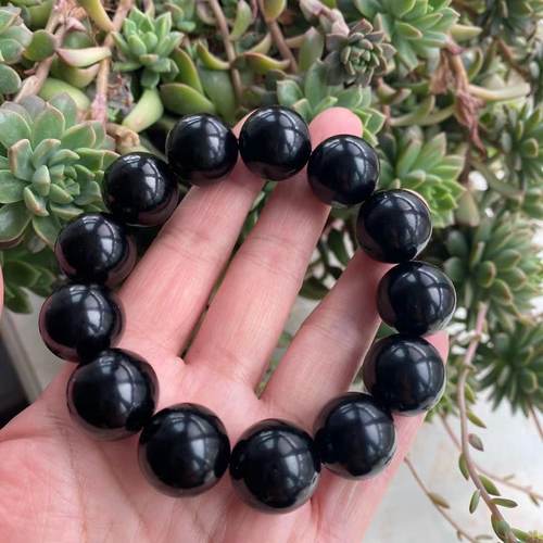 纯天然抚顺煤精原石原矿 老胶皮料1.8cm± 大直径大手围男士手串