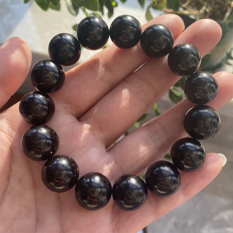 抚顺特产 纯天然抚顺煤精煤玉 老料胶皮料1.4-1.45cm± 手串手链