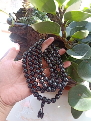 纯天然抚顺煤精 煤玉 老料胶皮料 11mm圆珠佛珠念珠108粒 包邮