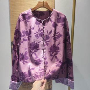 轻国风新中式 新款 上衣高级感盘扣提花外套女 2025年春季 高端捡漏