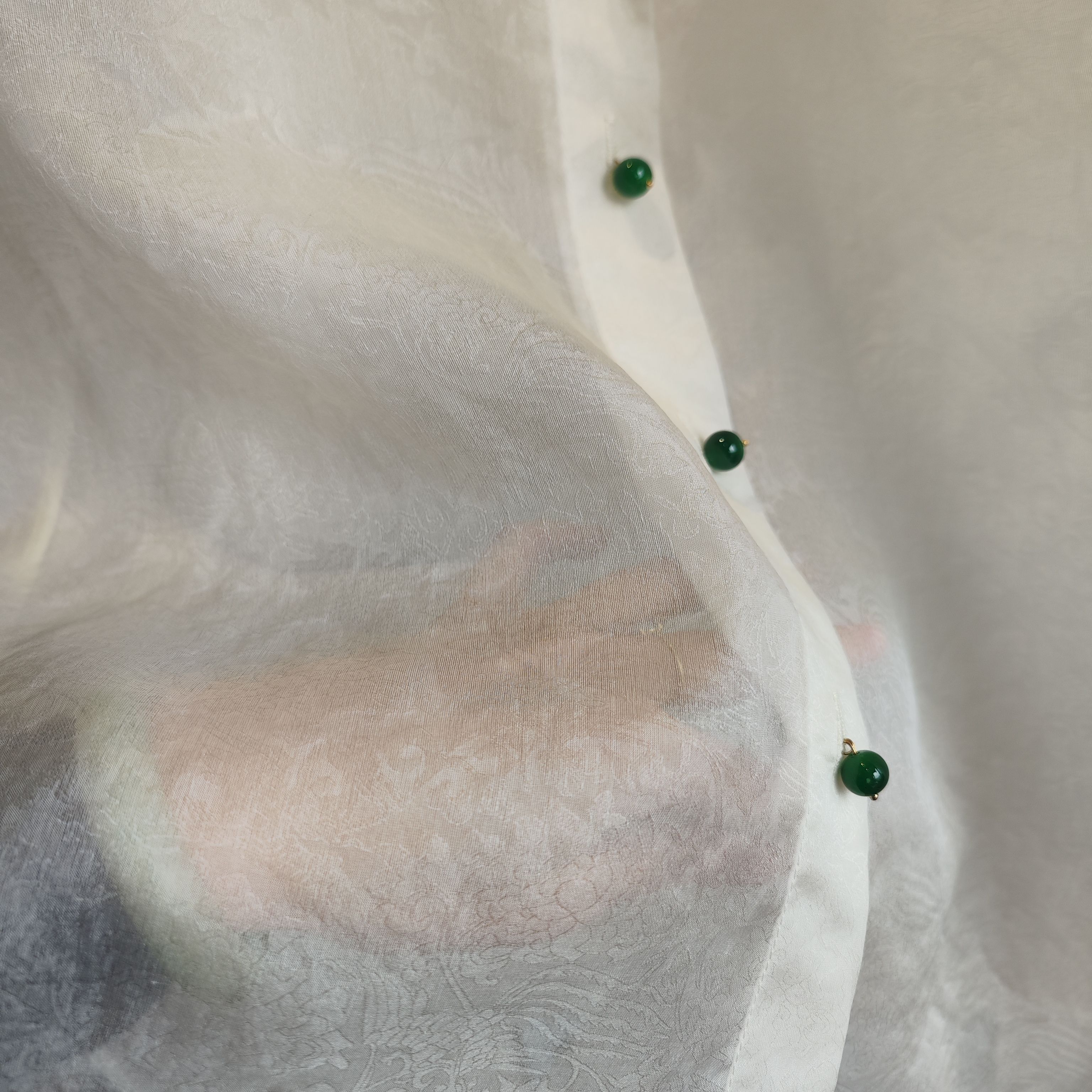 真丝欧根纱花罗2025春装时尚气质衬衫宽松女装新中式国风盘扣上衣