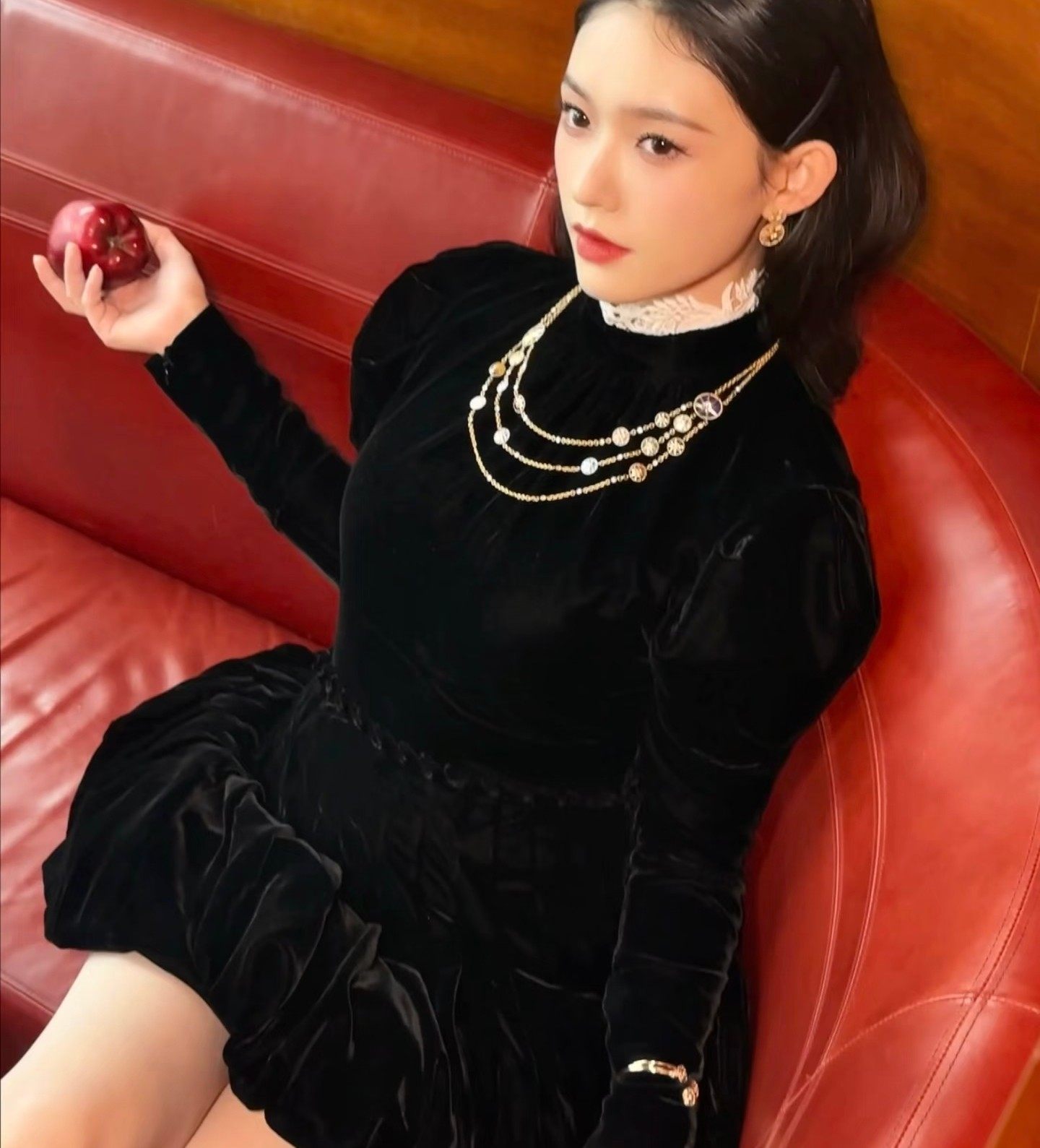 里外真丝~法式复古花边立领泡泡袖真丝丝绒春秋季新款修身连衣裙,女装/女士精品,连衣裙,淘宝优惠券,粉丝福利购,淘宝优惠卷