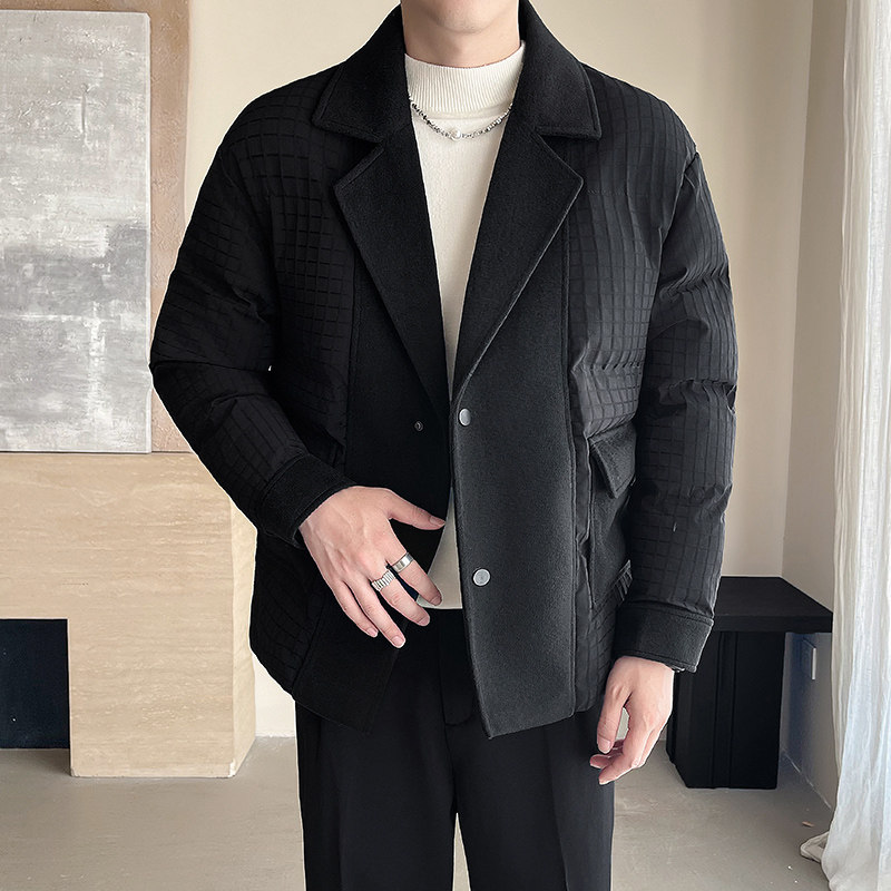 冬季韩版拼接设计加厚保暖棉衣外套男士潮流帅气百搭棉服棉袄007
