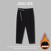 男士 黑色百搭大码 休闲裤 秋季 韩版 宽松自带腰带长裤 显瘦裤 子潮