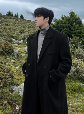 秋冬男士大码韩版中长款毛呢外套显瘦加厚保暖大码胖人冬装潮306