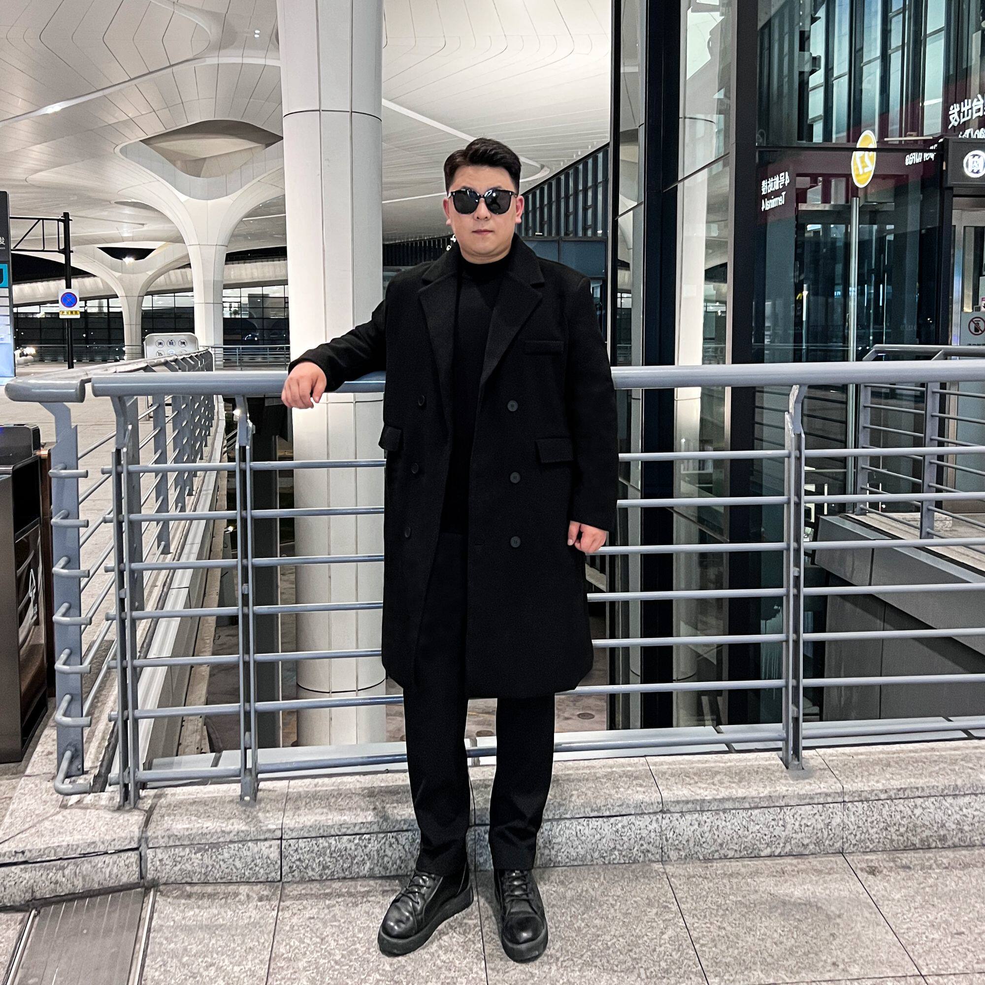2024秋冬季款毛呢大衣男韩版中长款宽松呢子风衣针织衫西裤F306