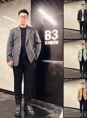 【三件套】胖子秋季新款休闲西装高级感男生纯色大码外套上衣K350