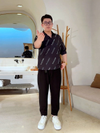 夏季短袖衬衫宽松字母印花