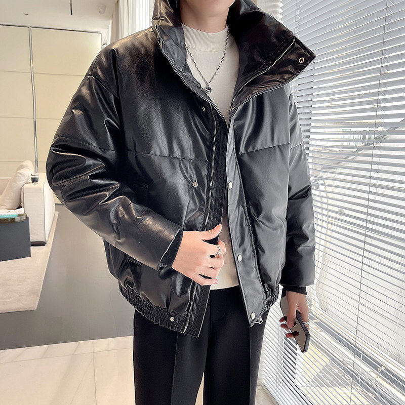 冬季男士棉衣韩版立领PU皮棉服外套短款休闲加厚保暖秋冬时尚