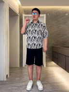夏季微胖男生显瘦穿搭短袖衬衫宽松大码半袖衬衣轻熟风搭配痞帅风