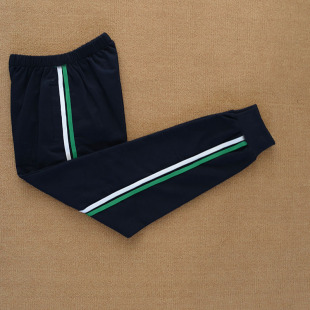 运动校裤 高腰宽松版 定制 子白绿两道杠学生纯棉大码 春夏束脚校服裤