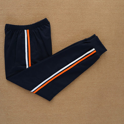 春夏束脚校服裤子白桔两道杠学生纯棉大码高腰宽松版运动校裤定制