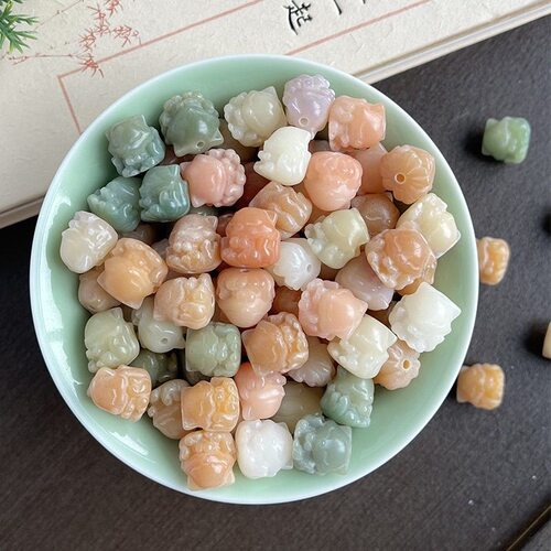 天然菩提根雕刻件散珠凤九九尾狐星月菩提串珠配饰文玩diy配件