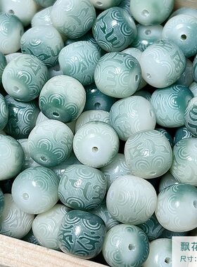 风化菩提根老型珠雕刻六字真言文玩佛珠串珠星月菩提DIY饰品