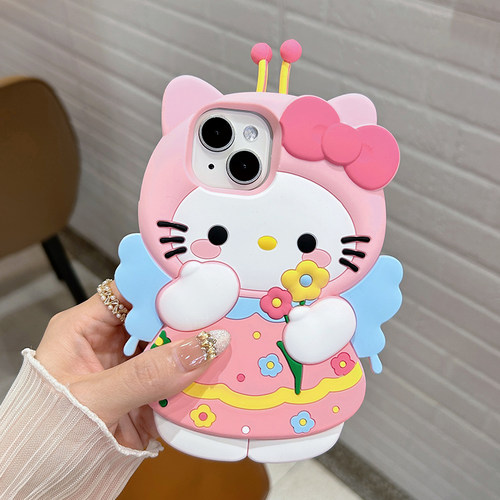 蜜蜂猫咪适用苹果17手机壳16promax新款15/14全包iphone13/12硅胶mini软壳11防摔套xsmax女xr可爱8plus卡通