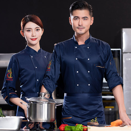 厨师工作服长袖秋冬装星级