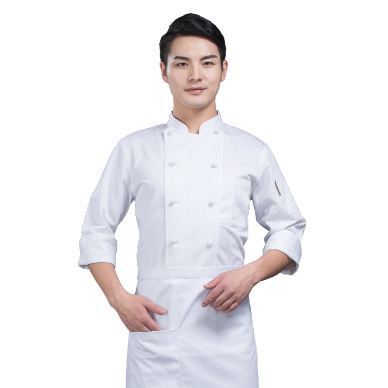 酒店厨师工作服长袖冬西餐厅厨房衣服后厨服装布盘扣中国风厨师服