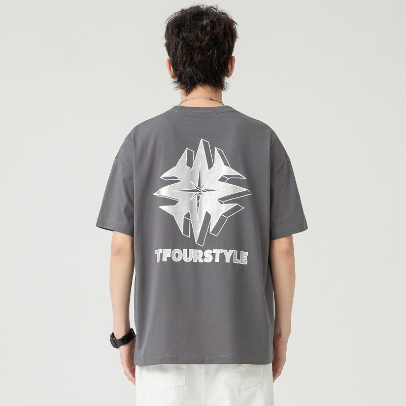 TFOUR圆领潮牌印花短袖男女款T恤
