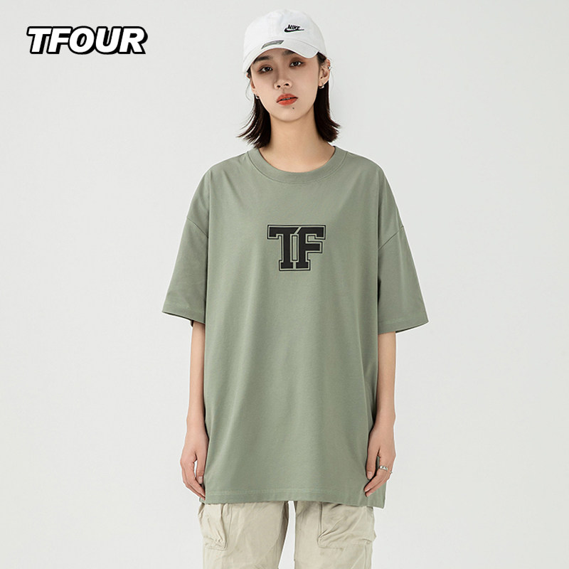 TFOUR2026夏季新款凉感字母LOGO基础款短袖TF宽松潮牌T恤男女同款