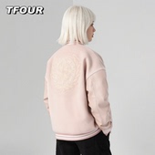 新款 TFOUR 八芒星2025春秋季 棒球服重工刺绣宽松外套潮牌痞帅夹克