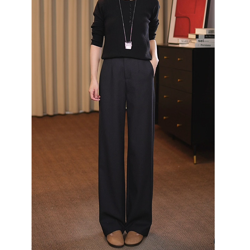 百搭时尚窄版西装阔腿裤女高腰显瘦休闲百搭时尚直筒裤长裤子