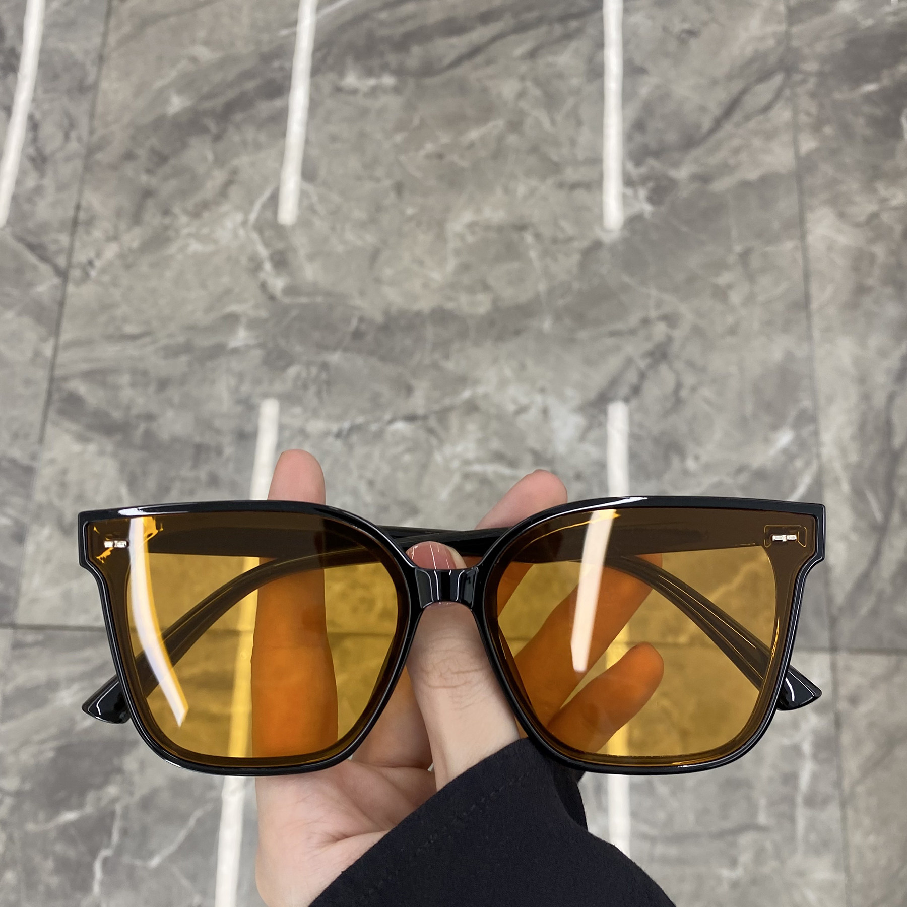 韩版复古超大方框黑色偏光墨镜女圆脸网红街拍太阳镜防紫外线眼镜