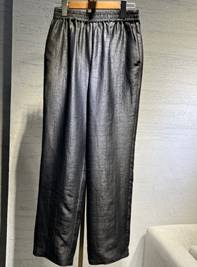 蓝大原创高腰显瘦龟裂纹黑色直筒裤F8955