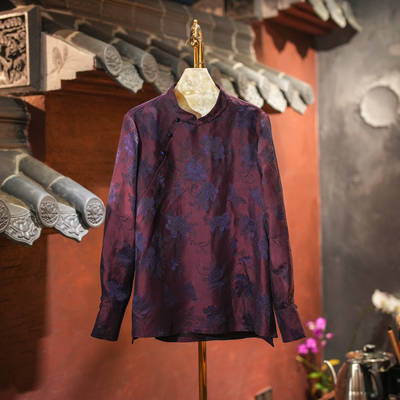 蓝大桑蚕丝2026春大码长袖上衣